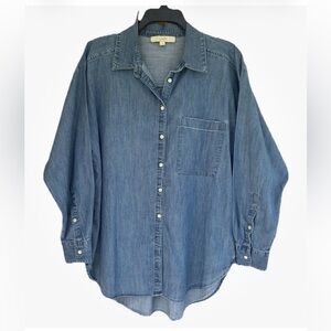 LOFT Blue Denim Down Bottom Long Sleeve women Size M